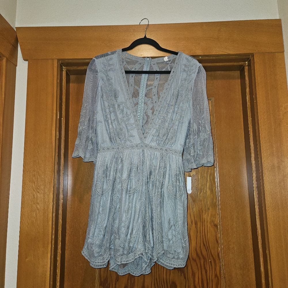 Elegant Lace Dress in Light Blue
